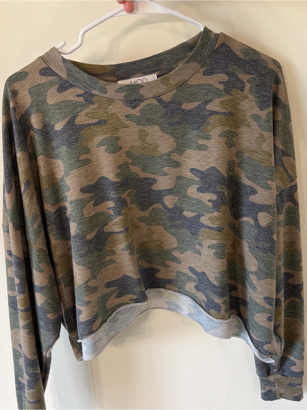 MOD Camo Cropped Sweatshirt in Olive & Gray